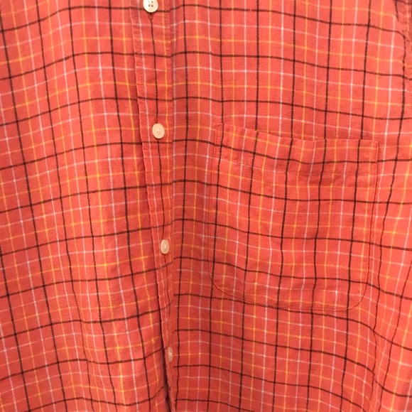 Gap Factory Orange Red Linen Plaid Long Sleeve M - Picture 5 of 5